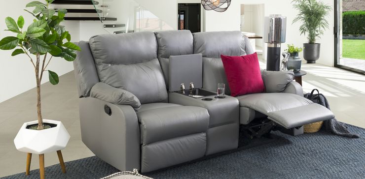 Love Seat Delta Gris Con Reclinable