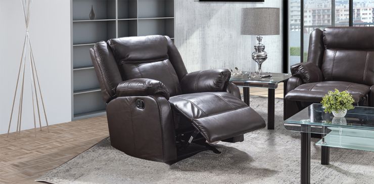 Sill&oacute;n Reclinable Wagner Chocolate Air Pu Leather