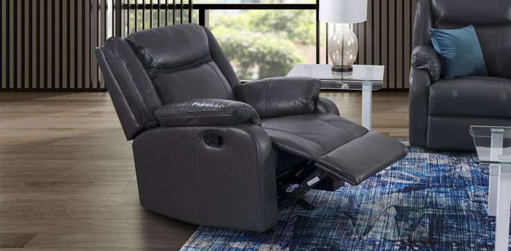 Sillón Reclinable Wagner Gris Air Pu Leather