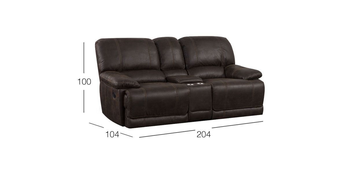 Love Seat Con 2 Reclinables Y Consola New Barry Café