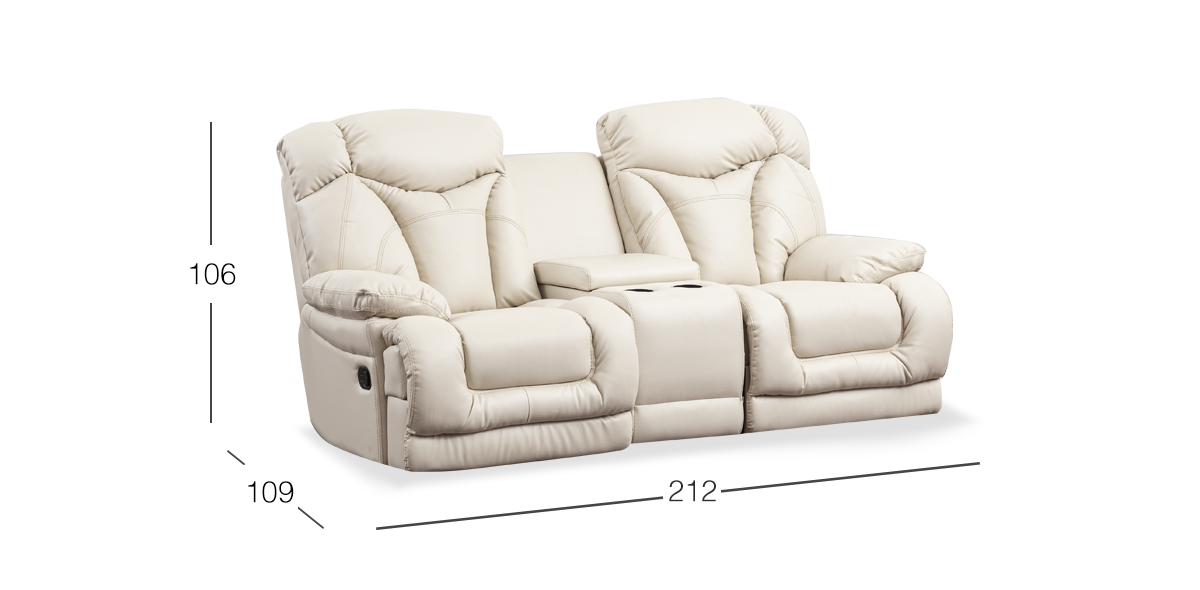 Love Seat Con 2 Reclinables Y Consola Lake Beige